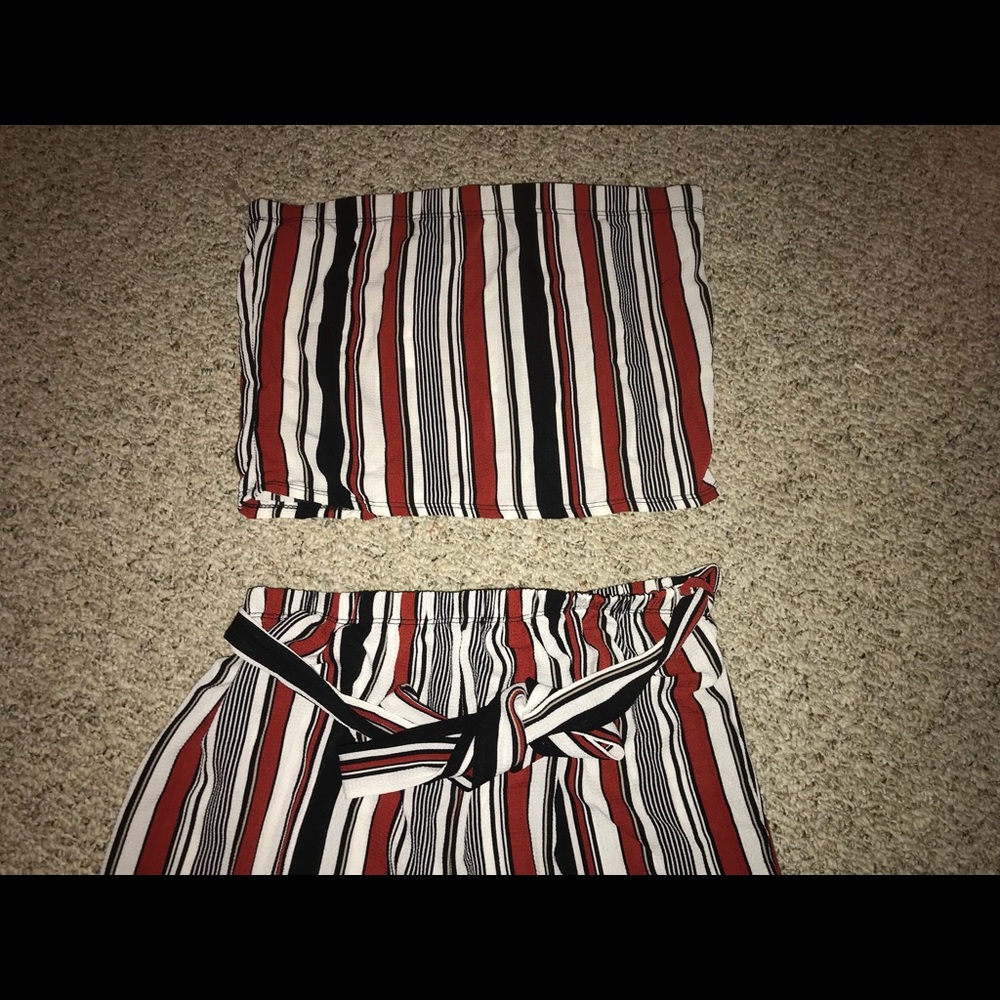 Crop top & Wide-leg pants two piece